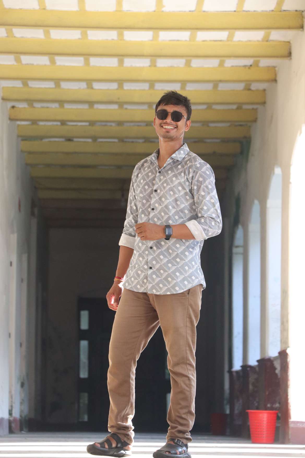 Patterned Casual Button-Up Shirt